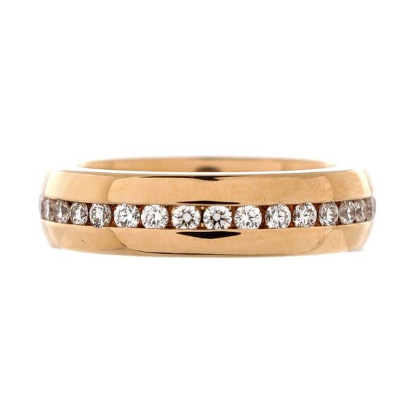 Harry Winston HW Logo Band Ring 18K Rose Gold and Diamonds - - Picture 1 of 3